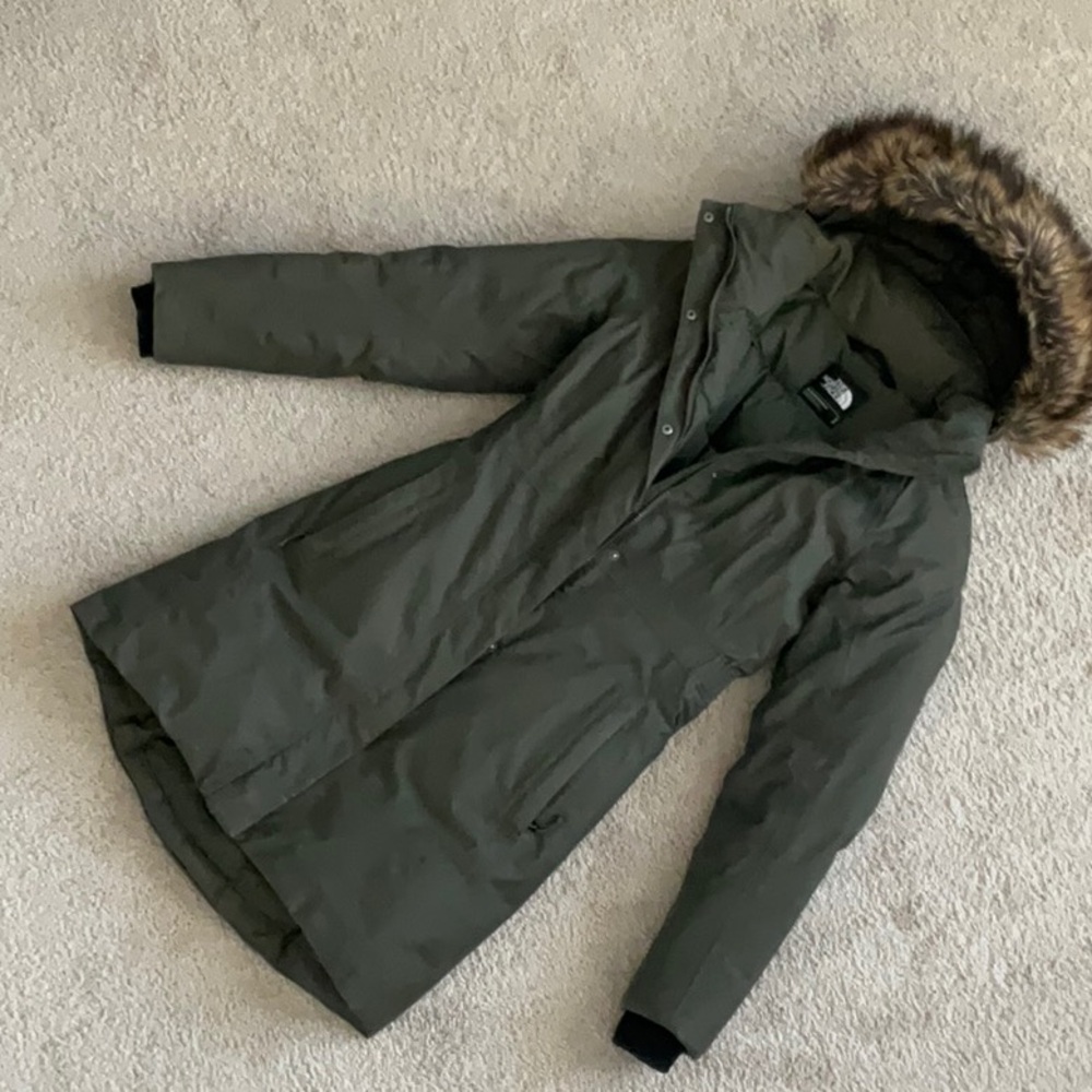 Olive Green Parka with Faux Fur Hood